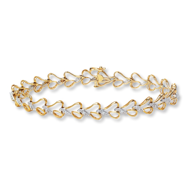 Main Image 1 of Previously Owned Heart Bracelet Diamond Accents 10K Yellow Gold