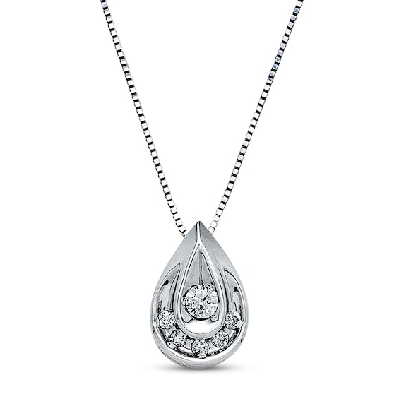 Previously Owned Diamond Teardrop Necklace 1/4 ct tw Round-cut 14K White Gold 18"