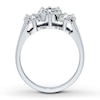 Thumbnail Image 1 of Previously Owned 3-Stone Cluster Diamond Ring 3/4 ct tw Round-cut 14K White Gold