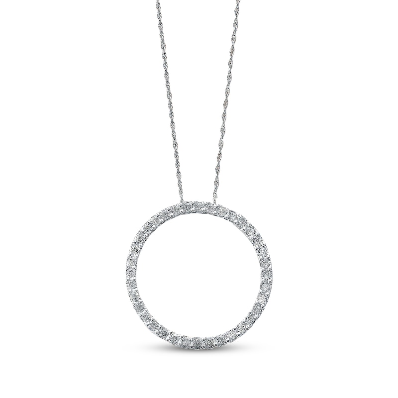 Main Image 1 of Previously Owned Diamond Circle Necklace 1/2 cttw 14K White Gold 18&quot;