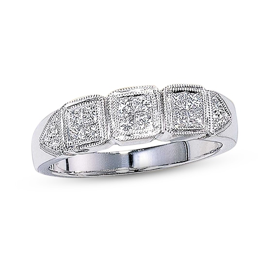 Previously Owned Diamond Band 1/2 ct tw Round & Princess-Cut 14K White Gold