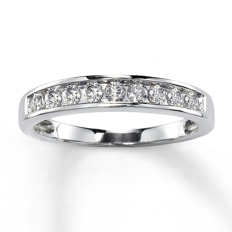 Previously Owned Wedding Band 3/8 ct tw Round-cut Diamonds 14K White Gold