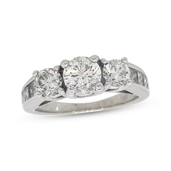 Previously Owned Three-Stone Diamond Ring 2 ct tw Round-Cut 14K White Gold