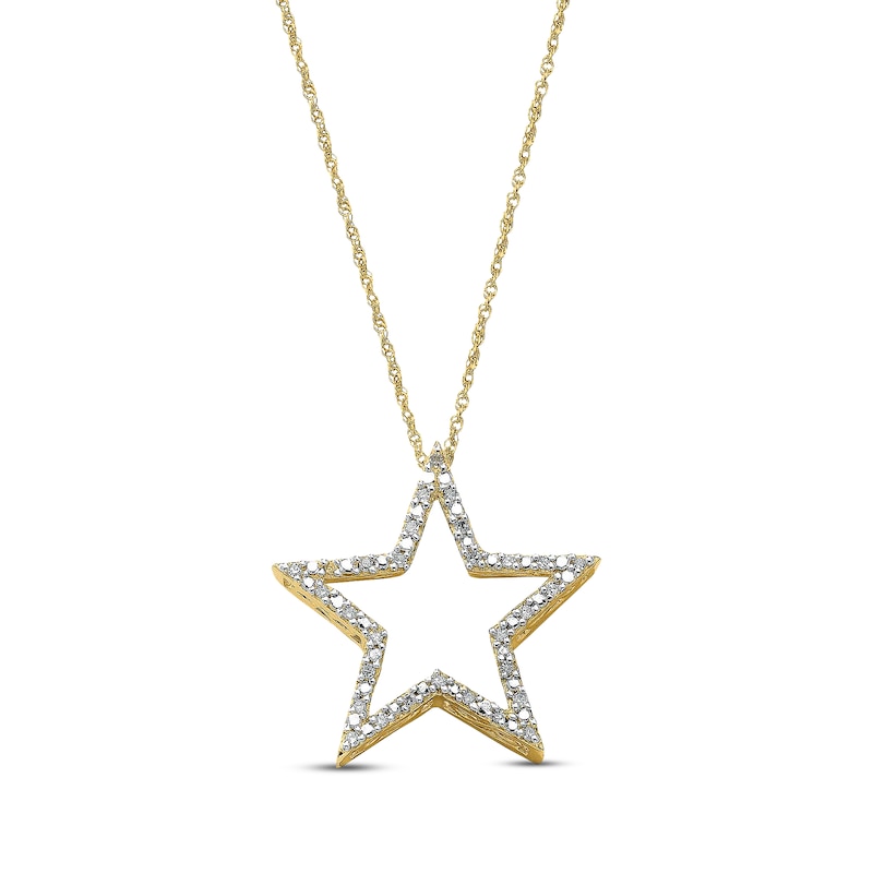 Main Image 1 of Previously Owned Diamond Star Necklace 1/10 cttw 10K Yellow Gold 18&quot;