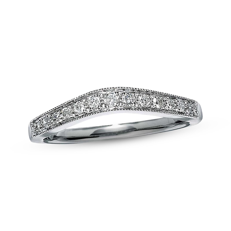 Previously Owned Diamond Contour Anniversary Band 1/6 ct tw Round-cut 14K White Gold
