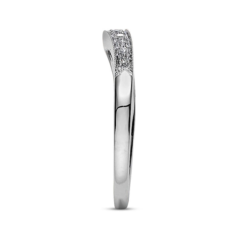 Previously Owned Diamond Contour Anniversary Band 1/6 ct tw Round-cut 14K White Gold