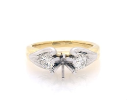 Previously Owned THE LEO Diamond Engagement Ring Setting 1/2 ct tw 18K Two-Tone Gold & Platinum Size 7