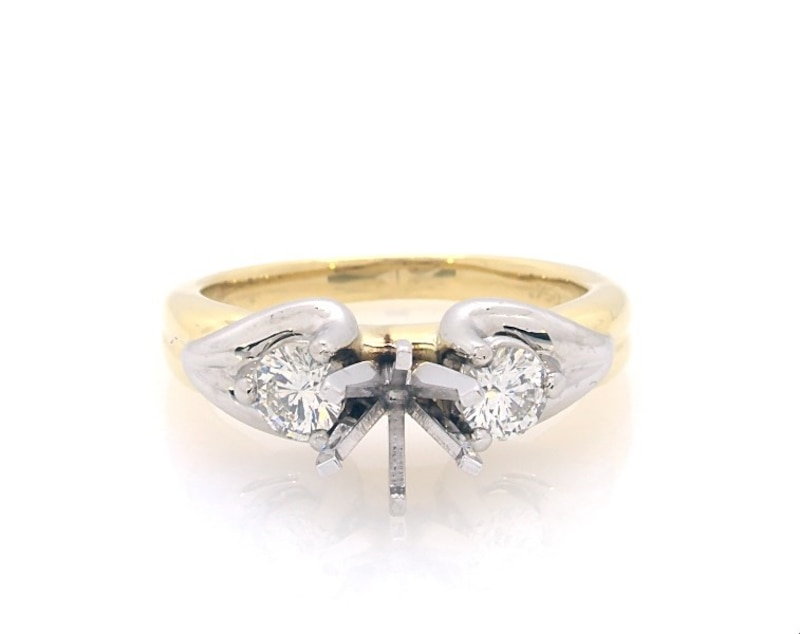 Main Image 1 of Previously Owned THE LEO Diamond Engagement Ring Setting 1/2 ct tw 18K Two-Tone Gold & Platinum Size 7