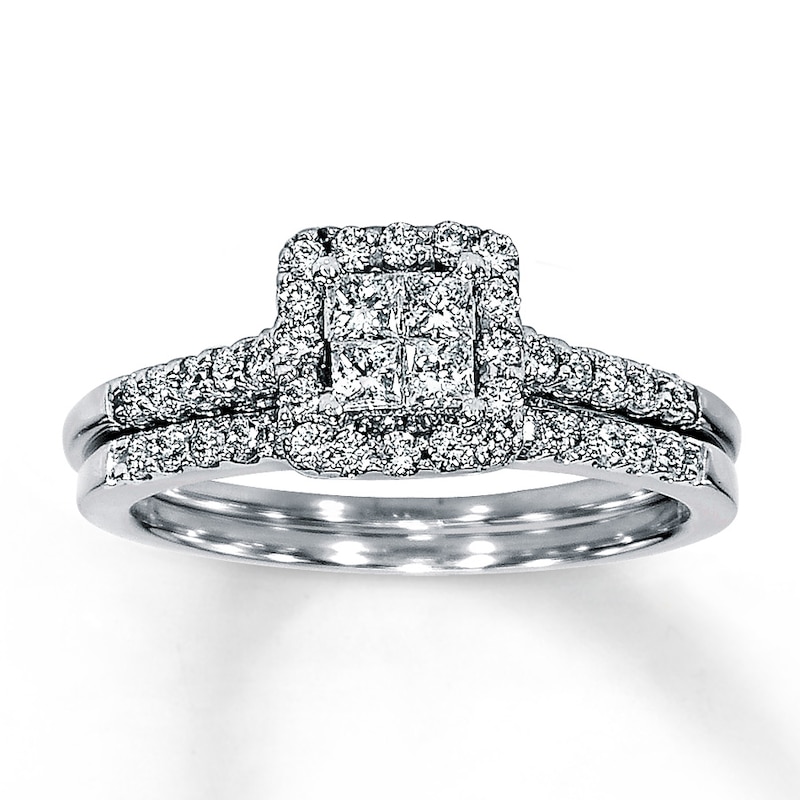 Previously Owned Bridal Set 5/8 ct tw Princess & Round-cut Diamonds 14K ...