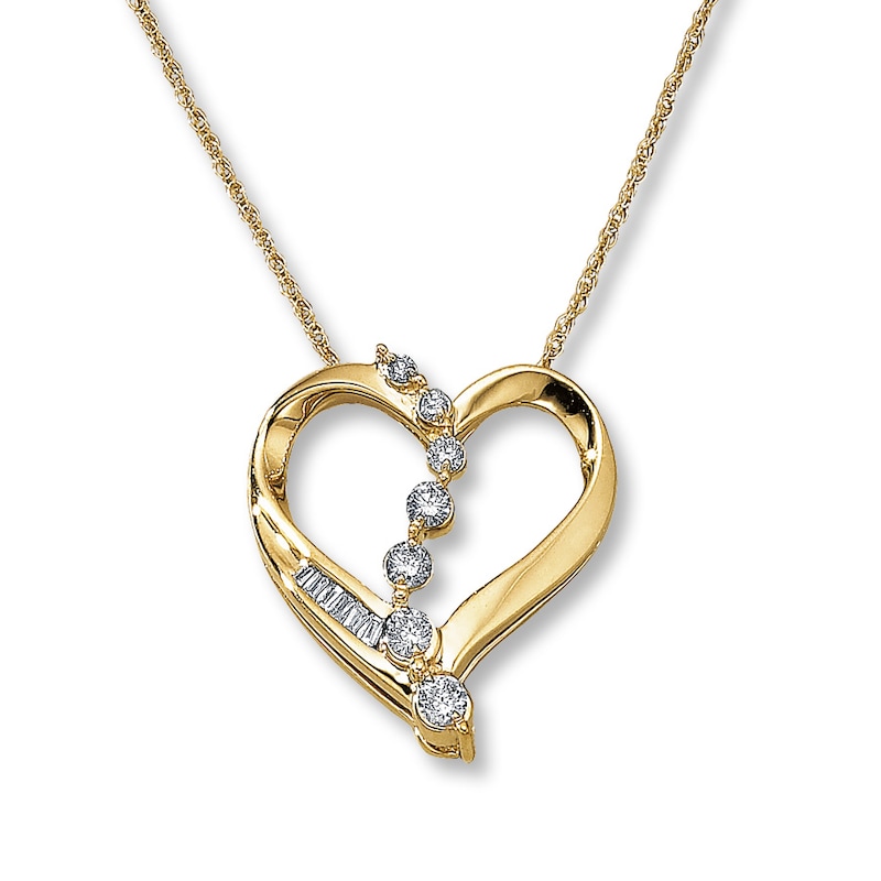 Previously Owned Diamond Journey Heart Necklace 1/4 ct tw Round-Cut 10K ...