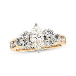 Previously Owned THE LEO Diamond Engagement Ring 1-3/4 ct tw Marquise & Round-cut 14K Two-Tone Gold/Platinum