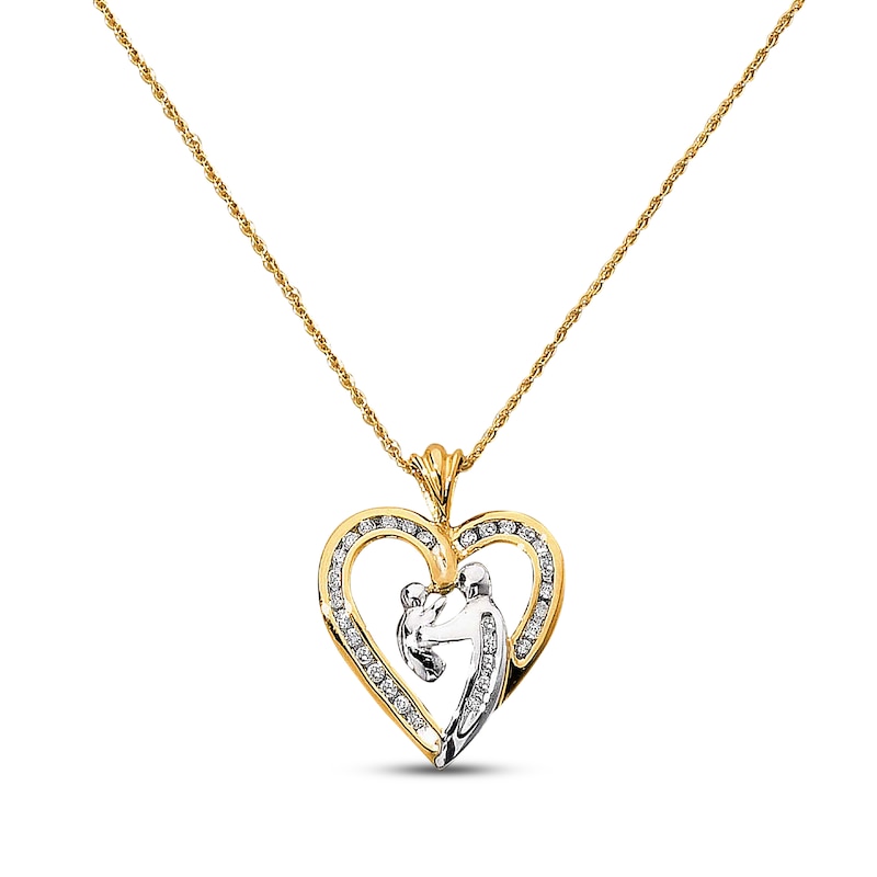 Main Image 1 of Previously Owned Mom Heart Necklace 1/4 ct tw Diamonds 10K Yellow Gold