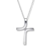 Thumbnail Image 1 of Previously Owned Diamond Accent Cross Necklace 14K White Gold