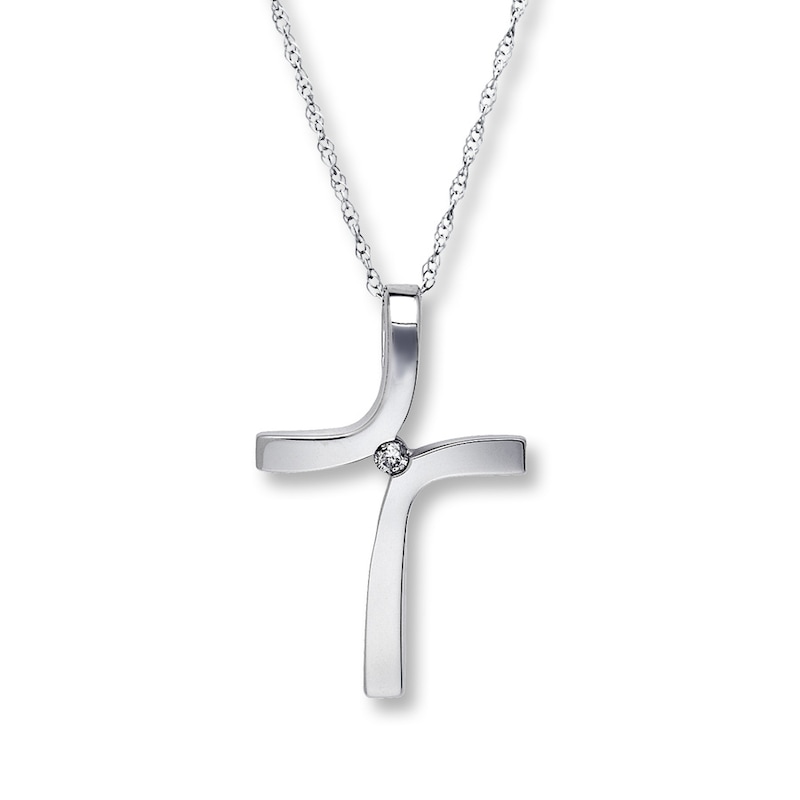 Previously Owned Diamond Accent Cross Necklace 14K White Gold Kay