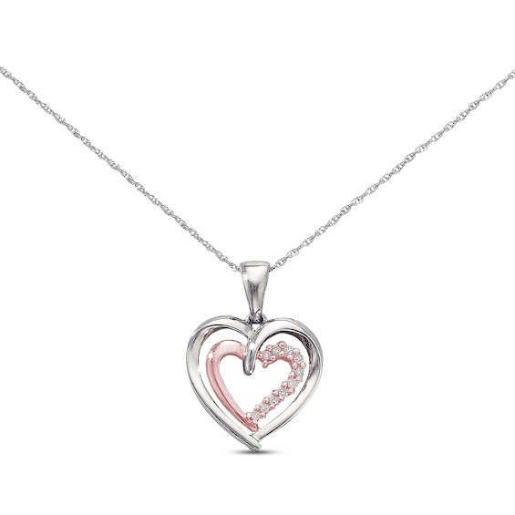 Previously Owned Diamond Heart Necklace 1/20 cttw 10K Two-Tone Gold