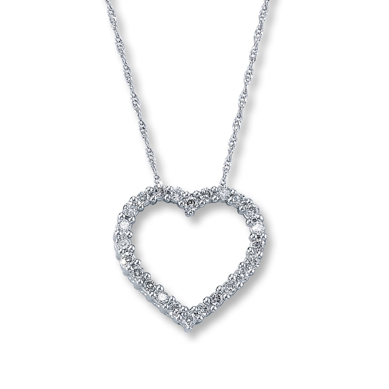 Previously Owned Diamond Heart Necklace 1/3 ct tw Round-Cut 10K White Gold 18"