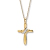 Thumbnail Image 1 of Previously Owned Diamond Cross Necklace 1/20 ct tw Round-Cut 10K Yellow Gold