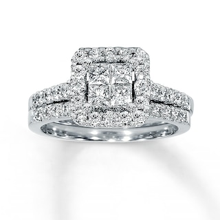Diamond Bridal Set 3 carats tw Princess, Baguette & Round 14K