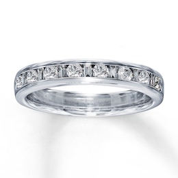 Previously Owned Diamond Anniversary Band 1/2 ct tw Baguette & Round-cut 14K White Gold