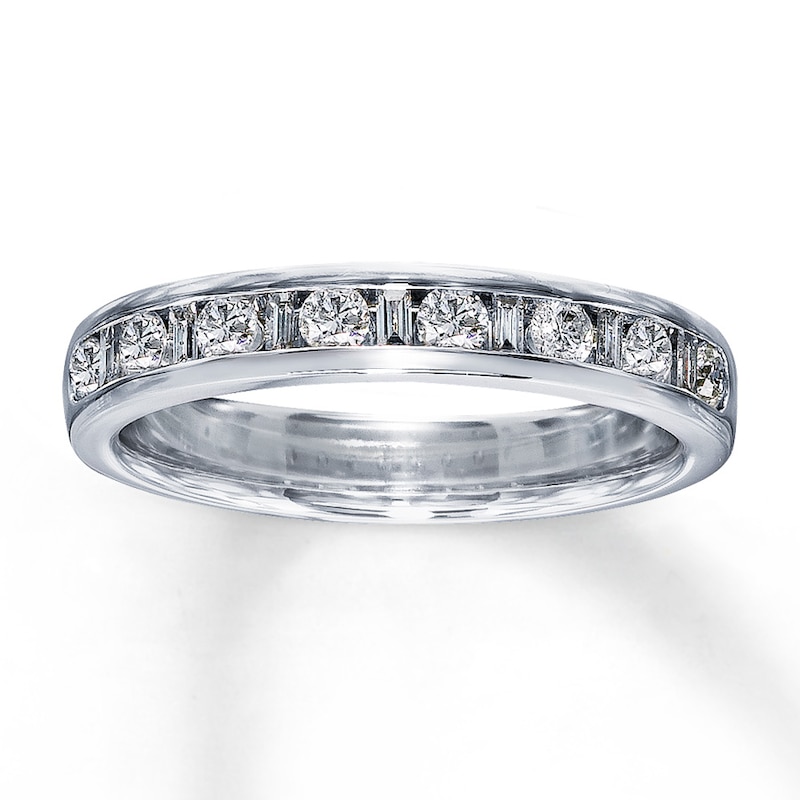 Previously Owned Diamond Anniversary Band 1/2 ct tw Baguette & Round-cut 14K White Gold