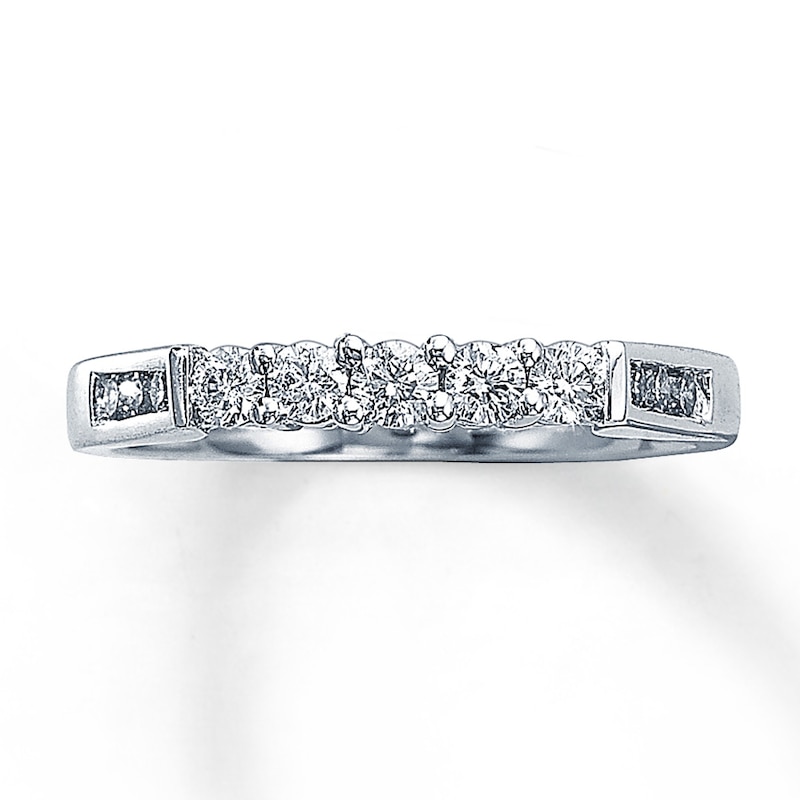 Main Image 1 of Previously Owned Diamond Anniversary Band 3/8 ct tw Round-cut 14K White Gold