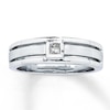 Thumbnail Image 1 of Previously Owned Men's Diamond Wedding Band 1/6 ct tw Square-Cut 14K White Gold