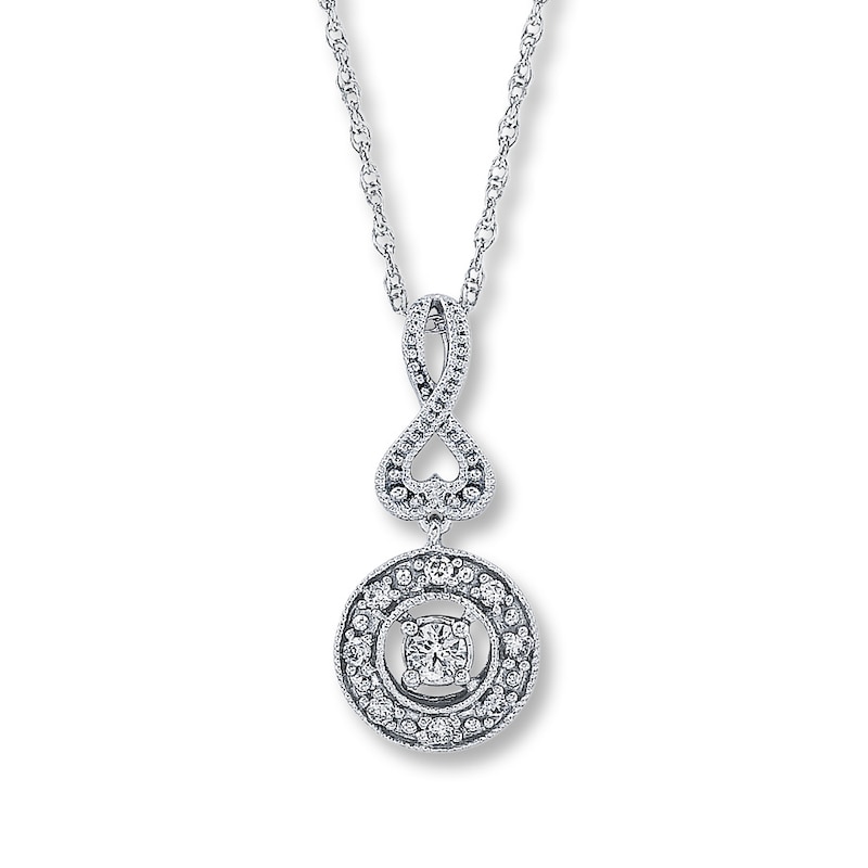 Main Image 1 of Previously Owned Diamond Circle Necklace 1/10 ct tw Round-cut 10K White Gold