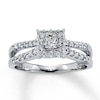 Thumbnail Image 1 of Previously Owned Diamond Promise Ring 1/2 ct tw Princess/Round 14K White Gold