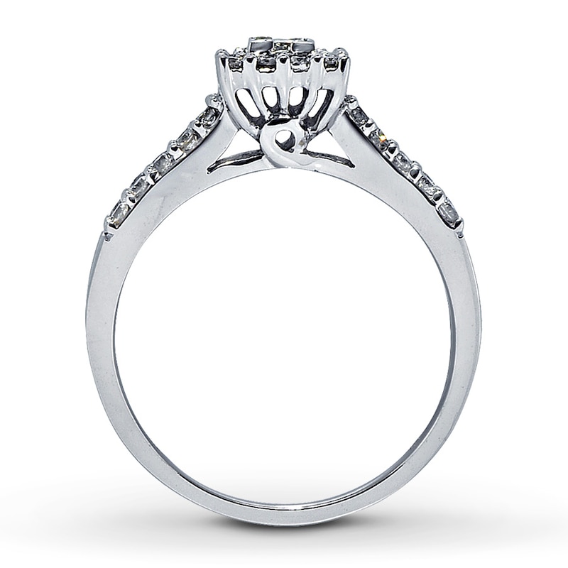 Main Image 2 of Previously Owned Diamond Promise Ring 1/2 ct tw Princess/Round 14K White Gold