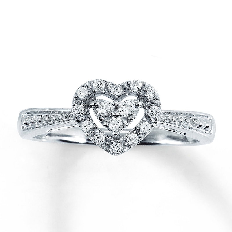 Previously Owned Heart Promise Ring 1/6 ct tw Round-cut Diamonds 10K ...