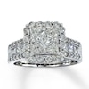 Thumbnail Image 0 of Previously Owned Diamond Engagement Ring 2-1/5 ct tw Princess, Trillion & Round 14K White Gold