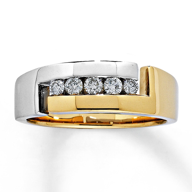 Previously Owned Men's Round-Cut Diamond Wedding Band 1/3 ct tw 14K Two ...