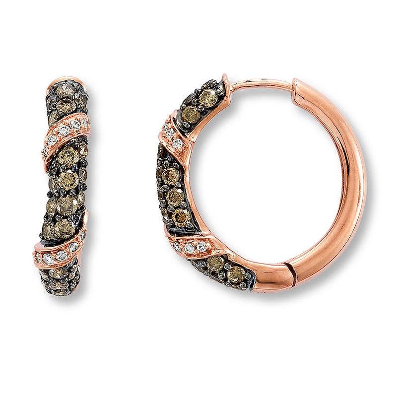 Main Image 1 of Previously Owned Le Vian Chocolate Diamonds 1 ct tw Hoop Earrings 14K Rose Gold