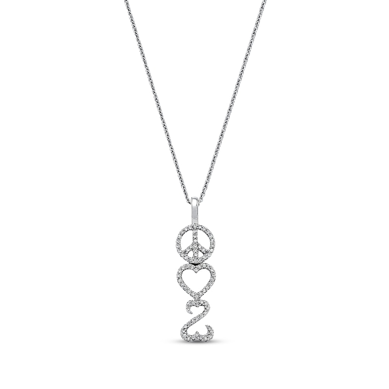 Previously Owned Diamond Peace Sign Necklace 1/5 cttw Sterling Silver