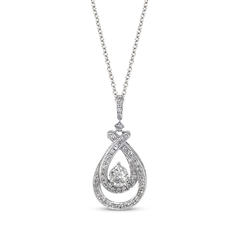 Main Image 1 of Previously Owned Diamond Teardrop Necklace 1 cttw Diamonds 14K White Gold 18&quot;