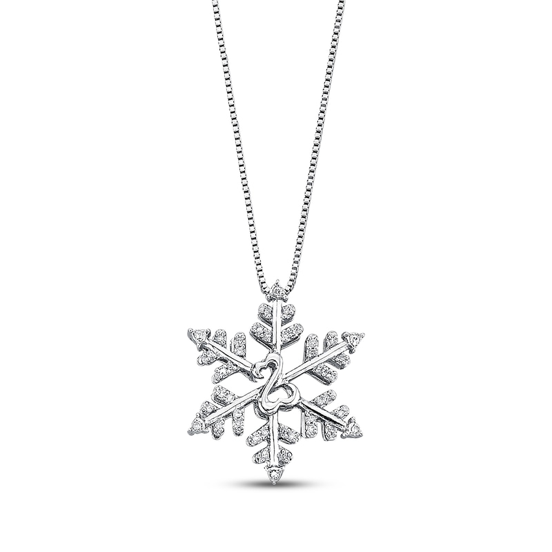 Main Image 1 of Previously Owned Diamond Snowflake Necklace 1/10 cttw Sterling Silver 18&quot;