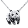 Thumbnail Image 1 of Previously Owned Diamond Panda Necklace 1/4 ct tw Round-cut Sterling Silver