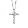 Thumbnail Image 0 of Previously Owned Cross Necklace Diamond Accents 10K White Gold 18"