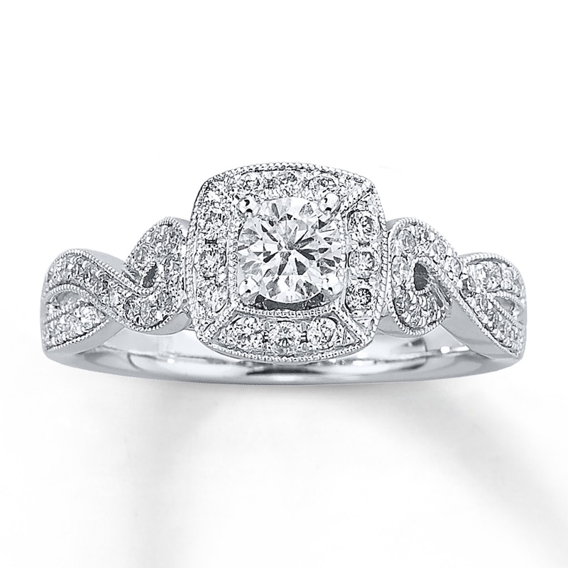 Main Image 1 of Previously Owned Engagement Ring 5/8 ct tw Round-cut Diamonds 14K White Gold