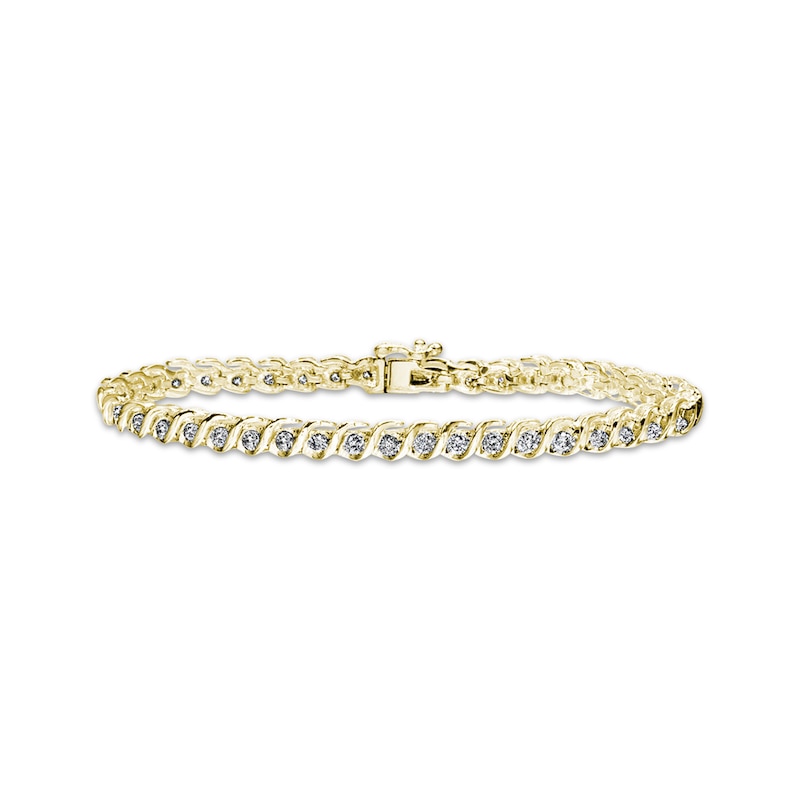 Main Image 1 of Previously Owned Round-Cut Diamond Tennis Bracelet 2 ct tw 10K Yellow Gold 7.25&quot;