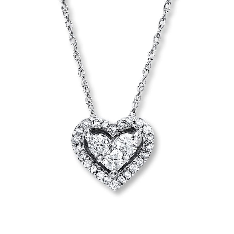 Previously Owned Diamond Heart Necklace 1/4 ct tw Round-cut 10K White ...