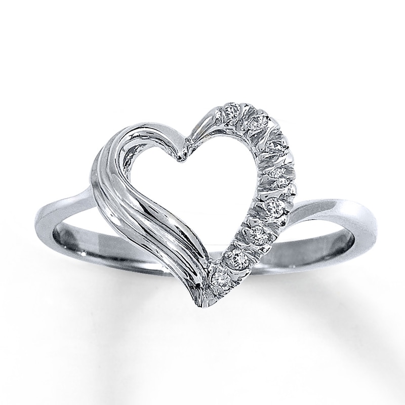 Previously Owned Diamond Heart Ring 1/20 ct tw Round-cut 10K White Gold ...