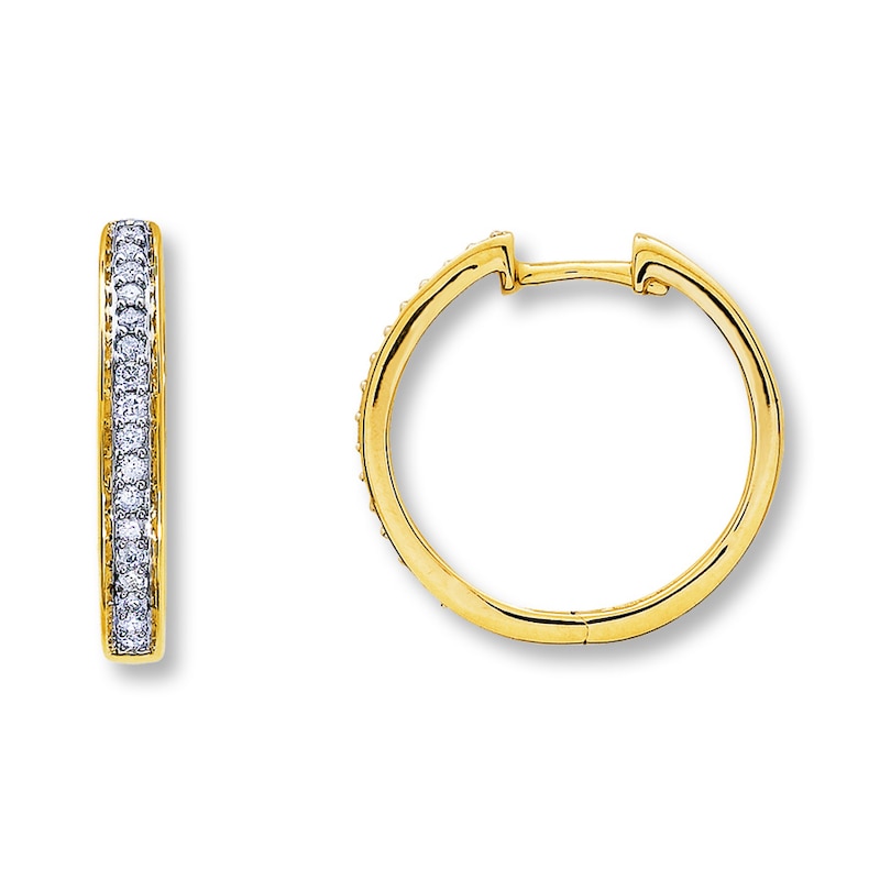 Previously Owned Diamond Hoop Earrings 1/4 ct tw Round-Cut 10K Yellow Gold