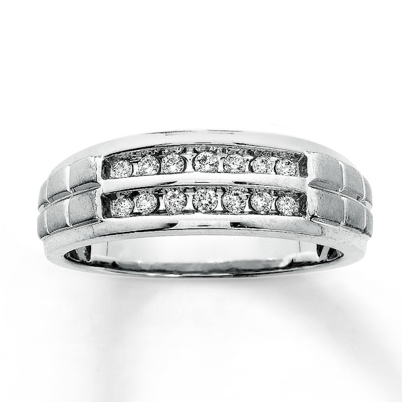 Previously Owned Wedding Band 1/4 ct tw Diamonds 10K White Gold