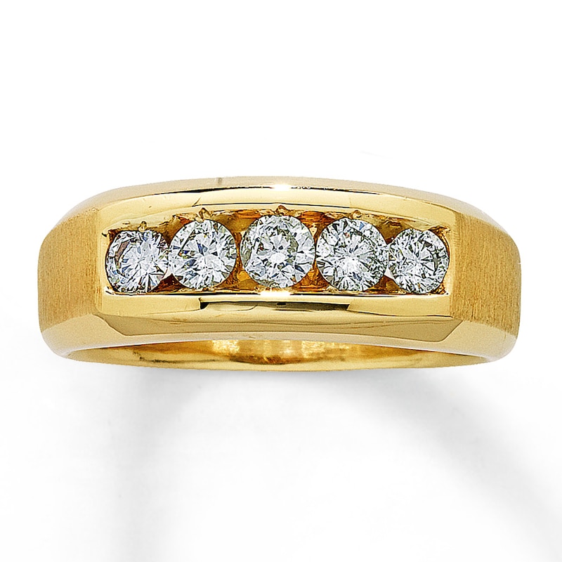 Main Image 1 of Previously Owned Men's Diamond Wedding Band 1 ct tw Round-cut 14K Yellow Gold