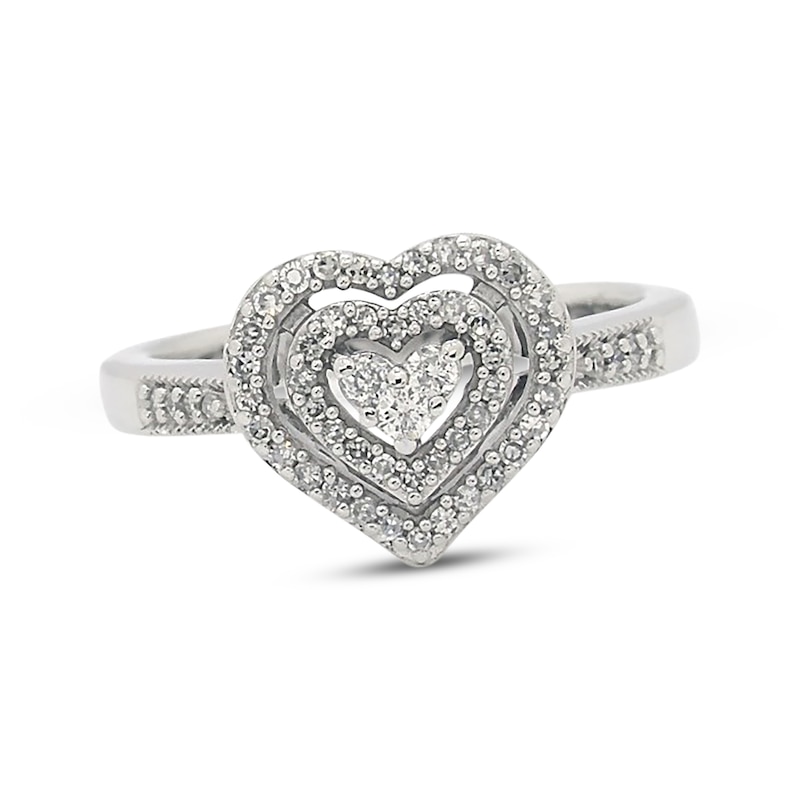 Main Image 1 of Previously Owned Diamond Heart Ring 1/4 ct tw Round-cut 10K White Gold