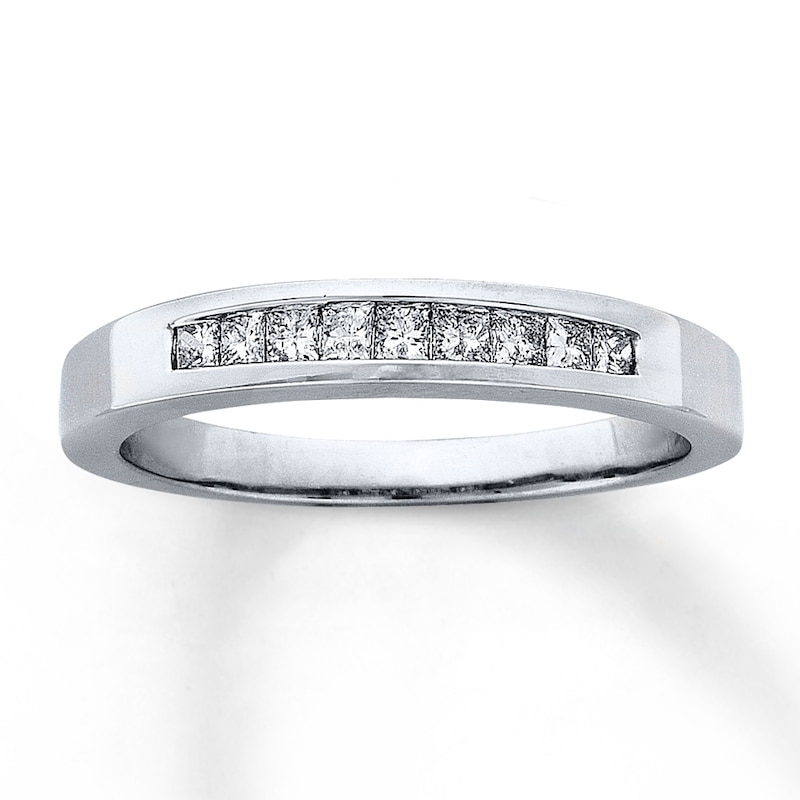 Main Image 1 of Previously Owned Anniversary Ring 1/4 ct tw Princess-cut Diamonds 14K White Gold