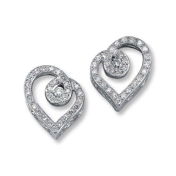 Previously Owned Diamond Heart Earrings 1/5 ct tw Round-cut Sterling Silver