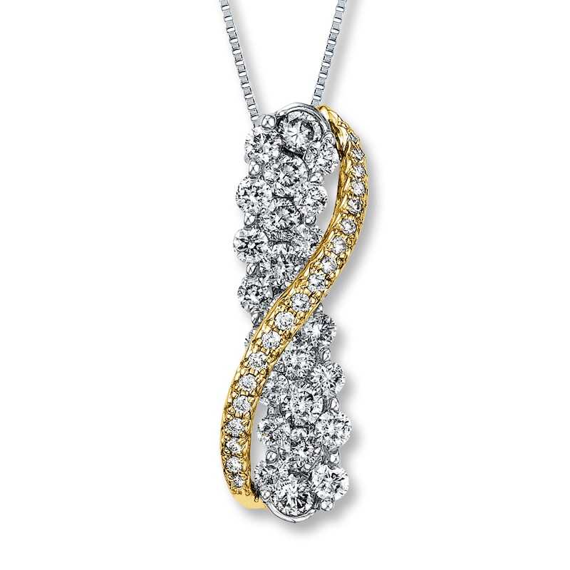 Previously Owned Diamond Necklace 1 ct tw Round-cut 14K Two-Tone Gold
