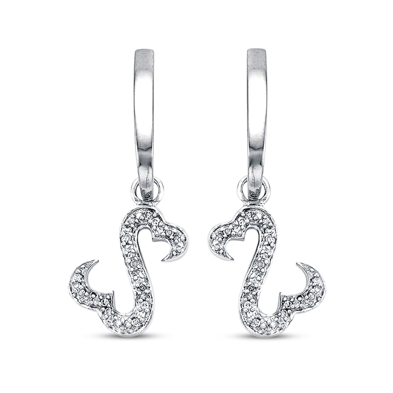 Main Image 1 of Previously Owned Open Hearts Earrings 1/8 ct tw Diamonds Sterling Silver